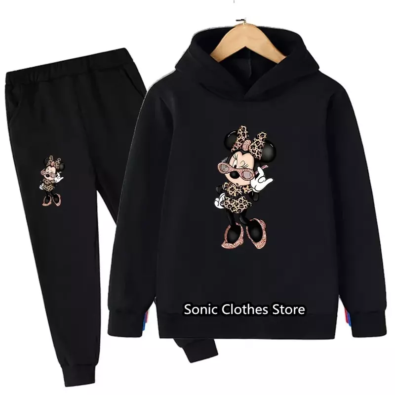 Children's Girls Lovely Minnie Mouse Cartoon Pants Hoodies Clothing Sets Girls Suit Kids Clothing Tops Outfit for Baby Girls Set