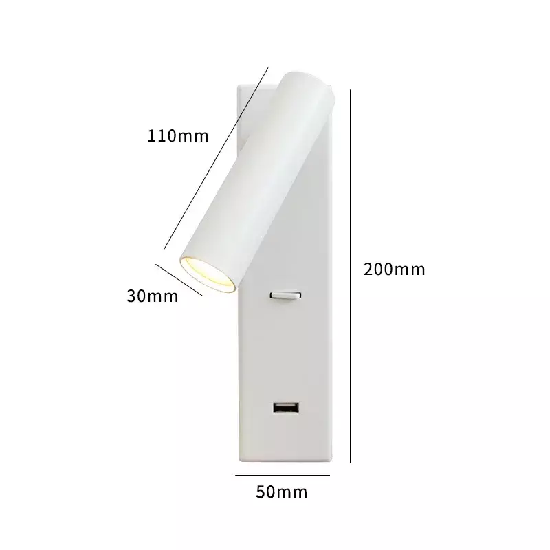 Lampada da parete a LED lampada da lettura per camera da letto testiera dell'hotel lampada da notte rotazione applique da comodino con apparecchio di ricarica USB