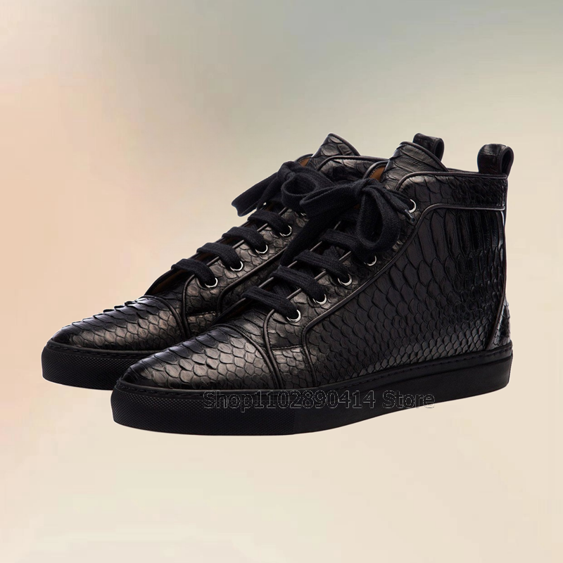 Czarne zawiązane męskie trampki z nadrukiem aligatora koronka buty męskie luksusowe ręcznie robione imprezowe biurowe męskie obuwie na co dzień