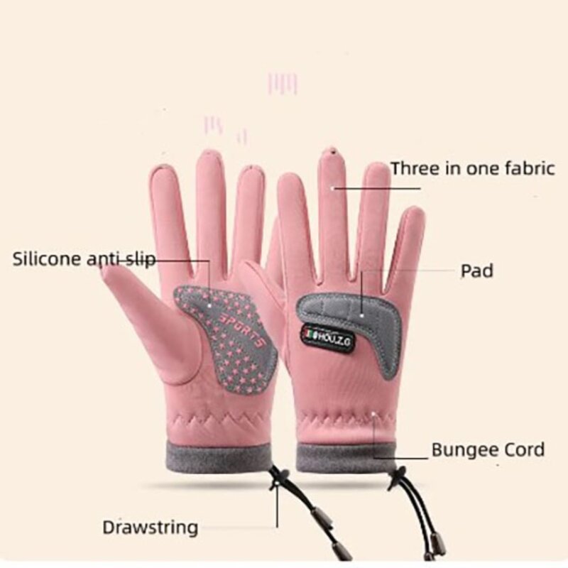 Плюшевые зимние детские велосипедные перчатки, Нескользящие теплые детские перчатки, мягкие и приятные для кожи ветрозащитные уличные флисовые теплые детские перчатки