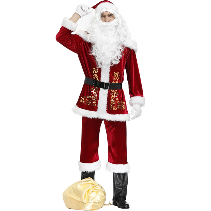 Adult Santa Costume Christmas Costumes Santa Claus Cosplay Party Suit for Boy Kids Children Cosplay Costume L