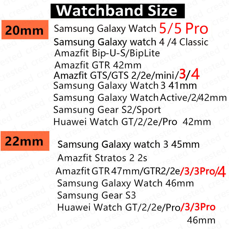 Bracelet en silicone pour Samsung Galaxy Watch, 20mm, 22mm, 4, 6 Classic, 5/5 Pro, 3, 46mm, 42mm, Active 2, Gear S3, Huawei IGHT2, Pro Band