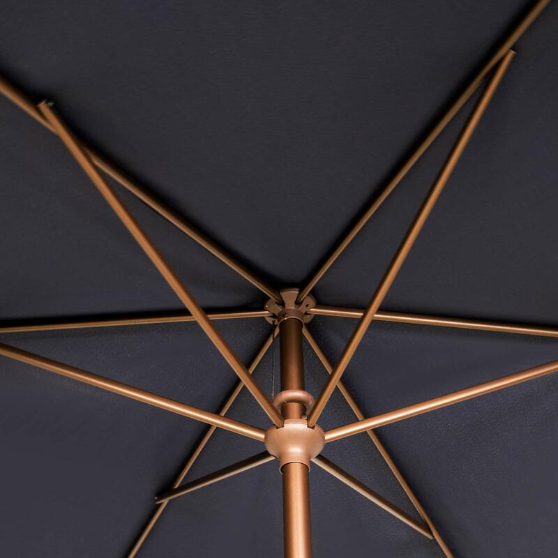 Guarda-chuva de mesa retangular ao ar livre com manivela e botão, guarda-chuva do pátio, inclinação, azul marinho, 6,5x10 pés