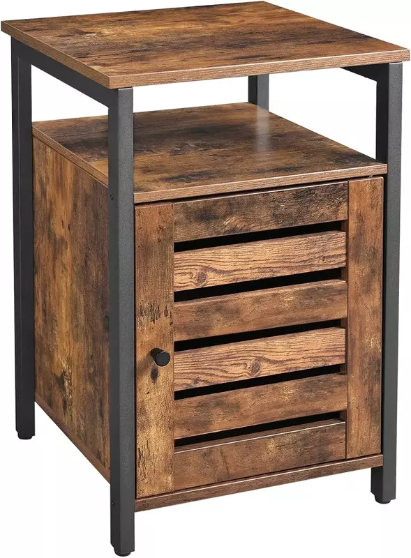 Тумбочка и книжная полка | Промышленная деревенская коричневая и черная мебель