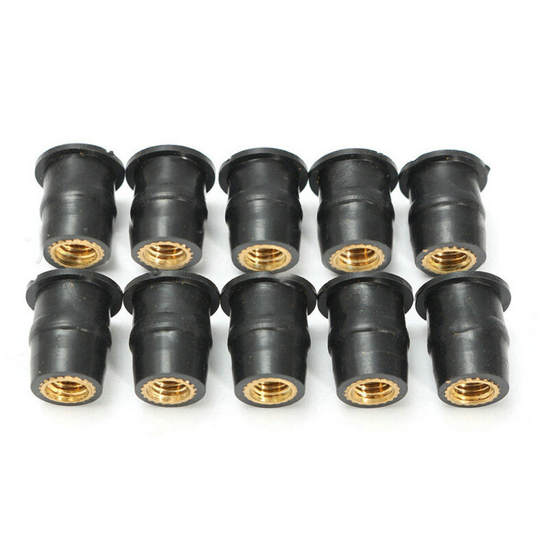 10pcs M4 / M5 / M6 motorcycle rubber well nutsaccessories fasteners Motorcycle decoration Modified windshield brass rubber nut