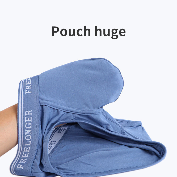 Man Breathable Long Underwear with Super Big Penis Pouch Cotton Ultra-Low Boxers Bulge Dick U-Convex Brief Thermal Sexy Lingerie