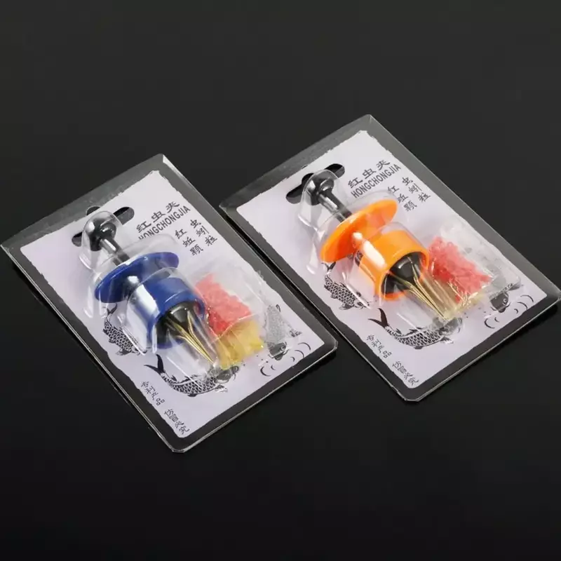 휴대용 ABS 웜 미끼 클립, 블루 오렌지 경량 미끼 장치, 낚시 액세서리, 무작위 색상