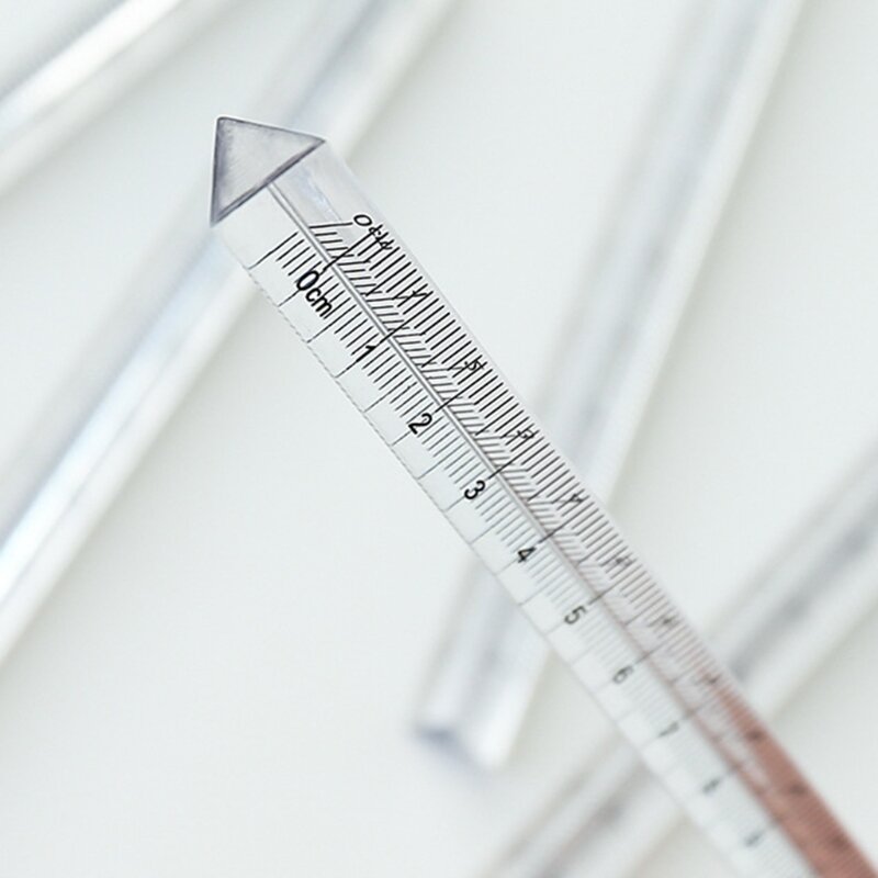 Przezroczysty trójkątny pryzmat linijka architektoniczna linijka prosta 0-15cm idealna dla nauczyciela-studenta architekta
