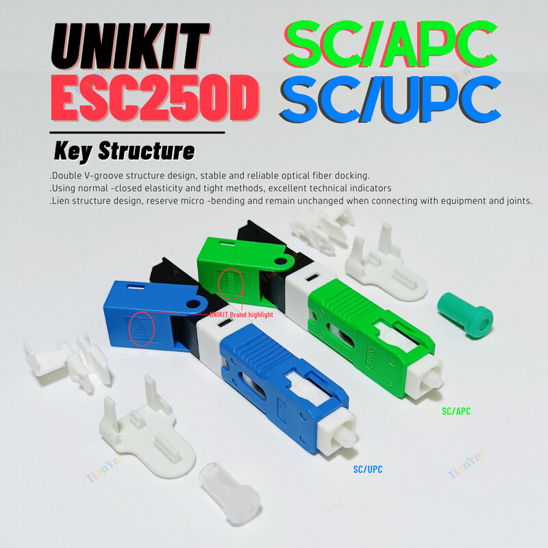 100% Original New UNIKIT ESC250D SC/APC UPC Optic Fiber Quick Connector FTTH Single Mode Optical Fast Coupler Flange