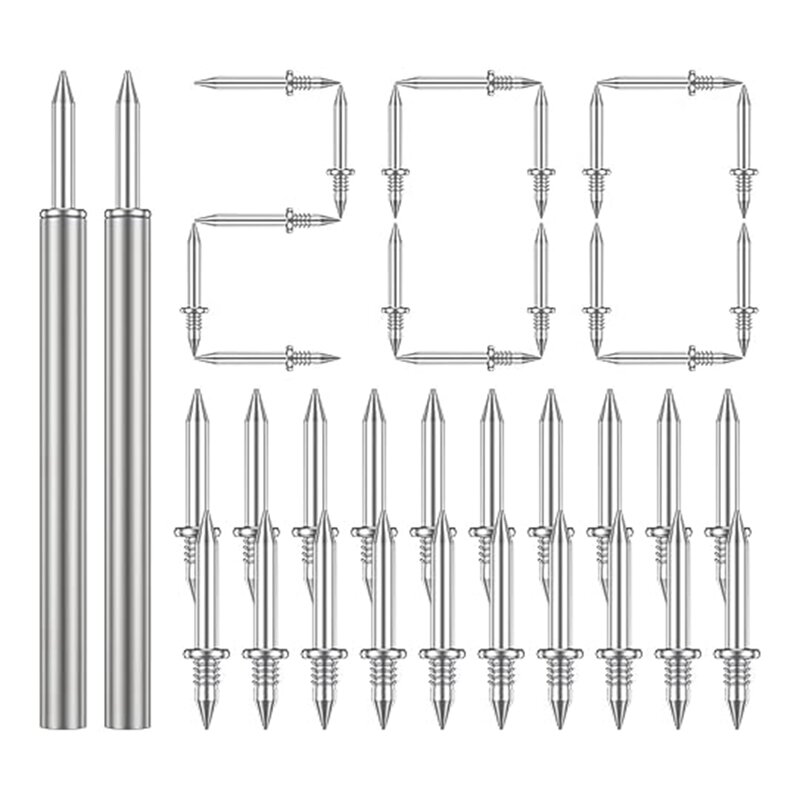 200 Pcs Double-Head Skirting Thread Seamless Nail, Rust-Proof Hardware Nails Skirting Thread Screws Set With 2 Rods, With Nail