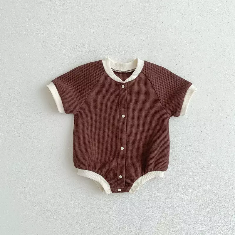 Inoling-Combinaison en coton pour bébé, vêtement pour nouveau-né, fille et garçon, tenue de gaufrette, à poitrine unique, 2024