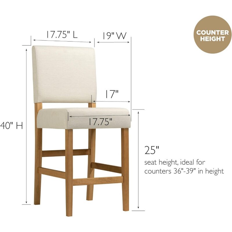 เก้าอี้สูงเคาน์เตอร์ที่มีการตกแต่งด้านหลังและฐานไม้-ชุด2สำหรับเคาน์เตอร์ห้องครัวและหมู่เกาะ-เก้าอี้ที่ทันสมัยใน Natur