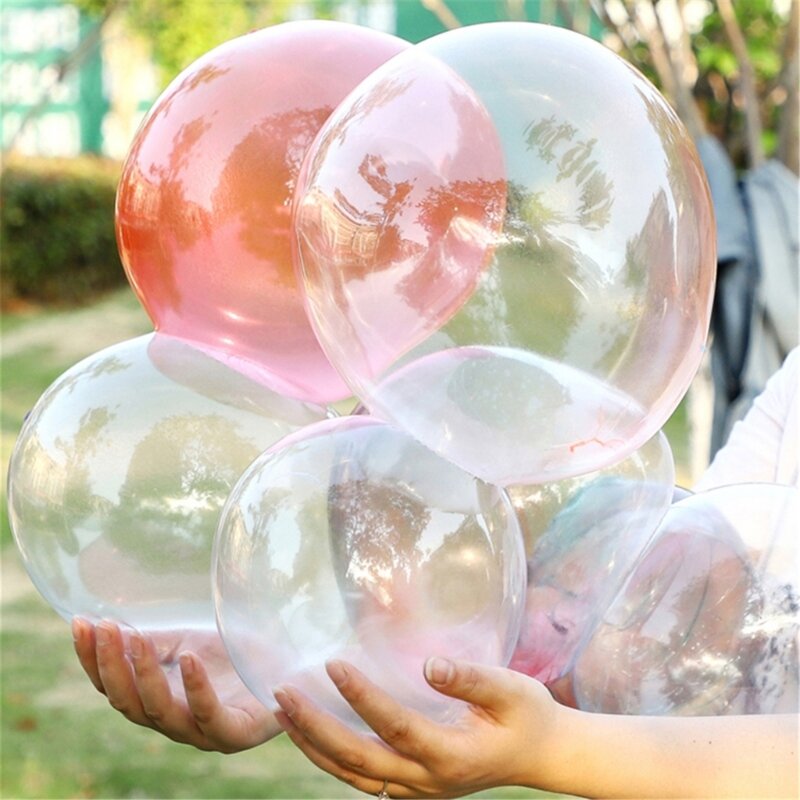 Plastic Bubbles Kids Elastic Bubble Balloons Blow Up Balloons with Straw