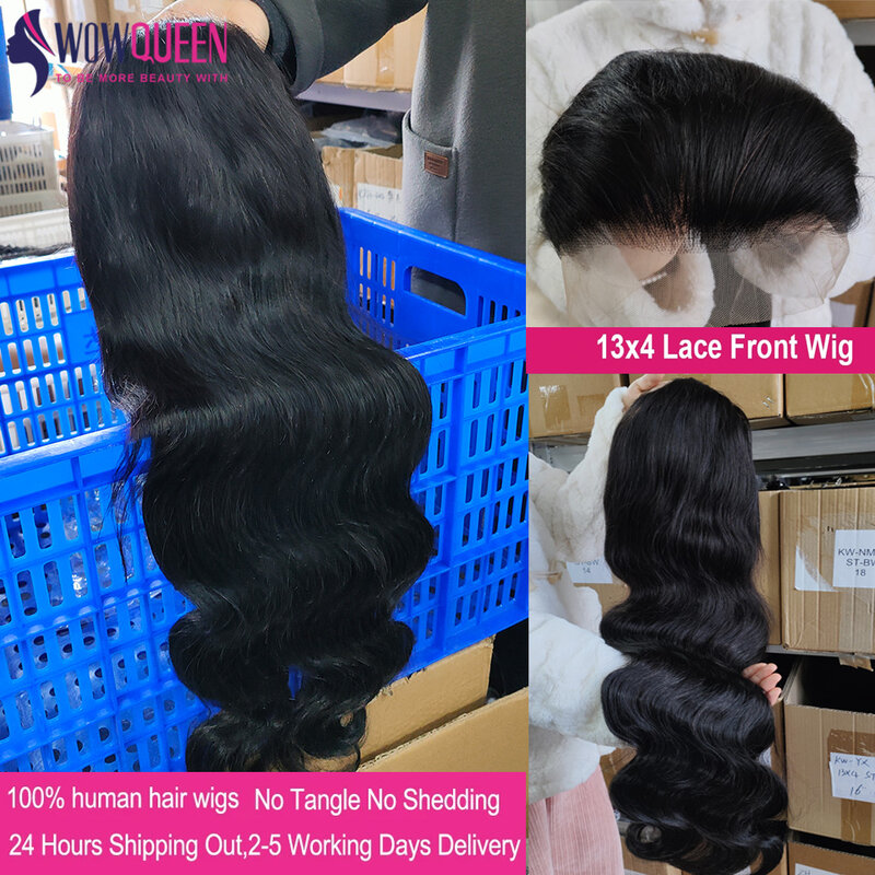 Perruque Lace Front Wig Body Wave Naturelle, Cheveux Humains, HD, 13x4, 34 36 Pouces, 28 Pouces, Sans Colle, pour Femme