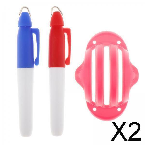 2xGolf Ball Liner Marker Template Alignment Marker Pens Putting Aids Red
