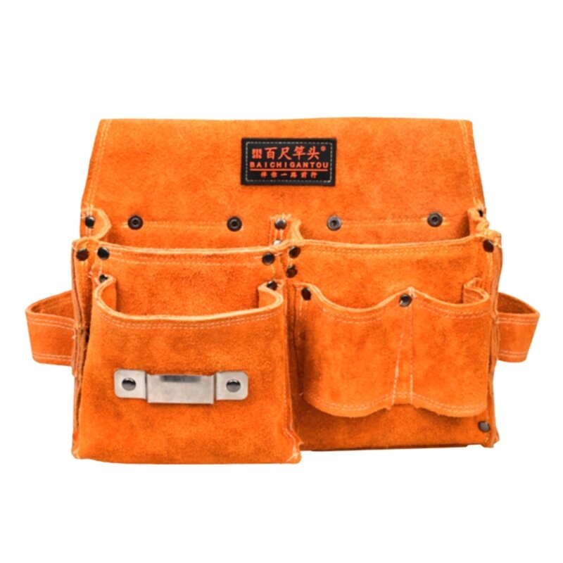 Bolsa armazenamento couro vaca para marceneiros ferramenta hardware resistente desgaste bolsa cintura