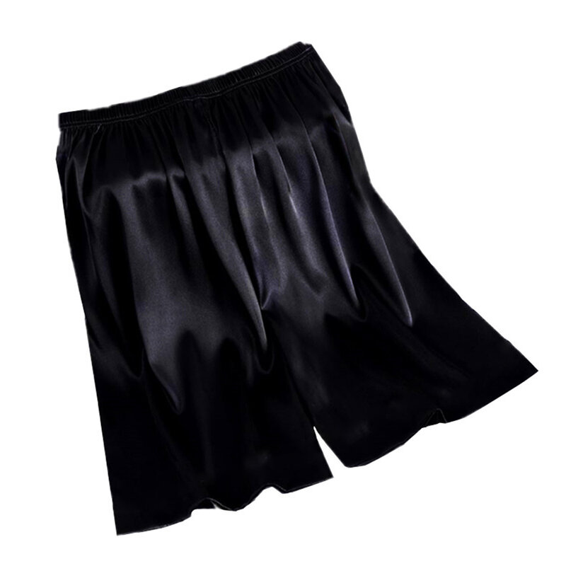Pantalones cortos de seda satinada para hombre, ropa interior cómoda y suave, Bóxer informal, transpirable, Color sólido