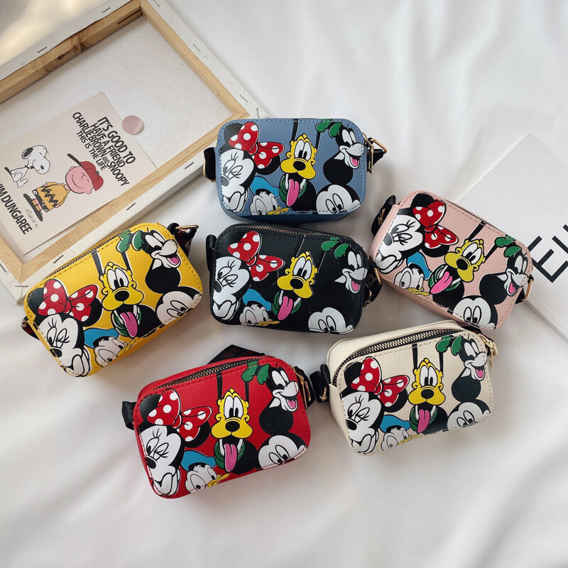 디즈니 여성 가방 미키 마우스 애니메이션 숄더백, 소녀 동전 지갑, 카와이 트렌디 미니 메신저 백, 생일 선물, 신제품