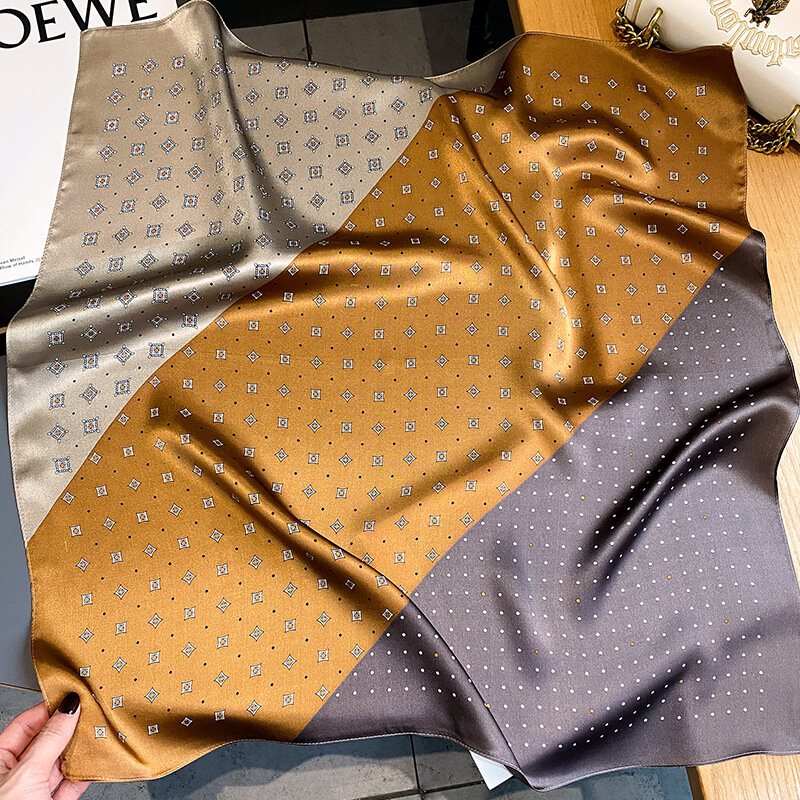 2024 Luxury Brand Silk Scarf Square Women Shawls And Wraps Office Small Hair Neck Hijabs Kerchief Foulard Ladies Scarves 70*70cm