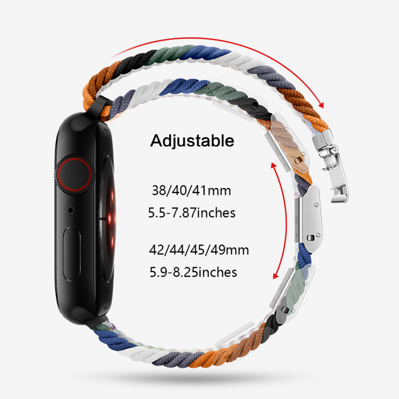 Ремешок Плетеный для Apple watch Ultra band, браслет соло series 8 9 7 3 5 se 6 4 2, 49 мм 45 мм 44 мм 40 мм 41 мм 42 мм 40 мм
