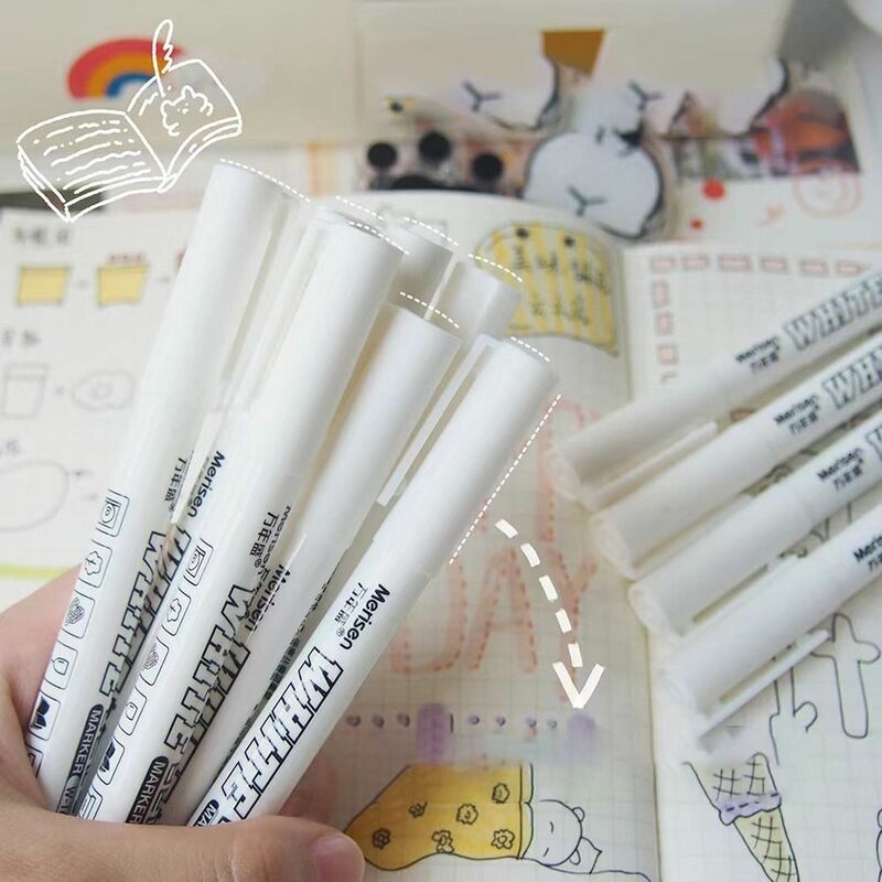 흰색 영구 페인트 펜, 부드러운 쓰기, 방수 마커 펜, 더럽지 않은 손, 마모 방지, 퇴색하기 쉬움, 3 개