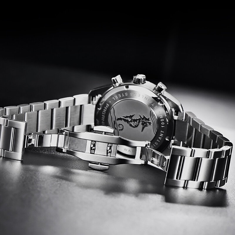 Jam tangan pria Quartz Stainless Steel arloji bisnis olahraga tahan air kalender tanggal bercahaya kronograf