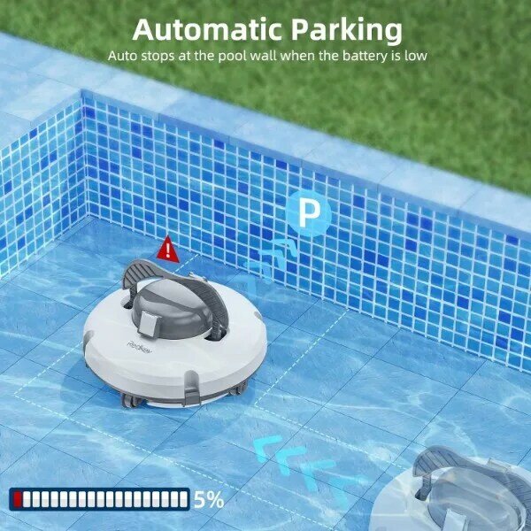 Redkey Cordless Robotic Pool Vacuum for Ground Pool, Automatic Pool Vacuum Cleaner Lasts 120 Mins with Strong Suction