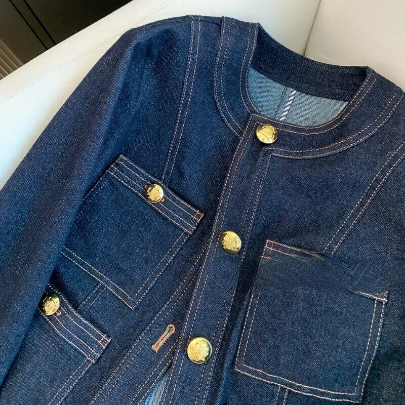 QWERF GFR Denim Jackets for Women Spring Autumn Buttons Vintage Chaquetas Korean Fashion Blue Simple Chic Ropa De Mujer 1988