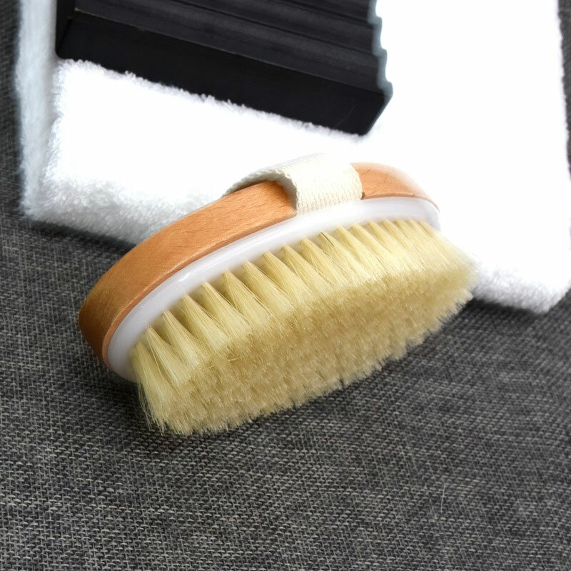 Sikat mandi gagang panjang alami sikat pemijat tubuh bulu kayu sikat mandi mandi mandi penggosok dapat dilepas sikat kamar mandi