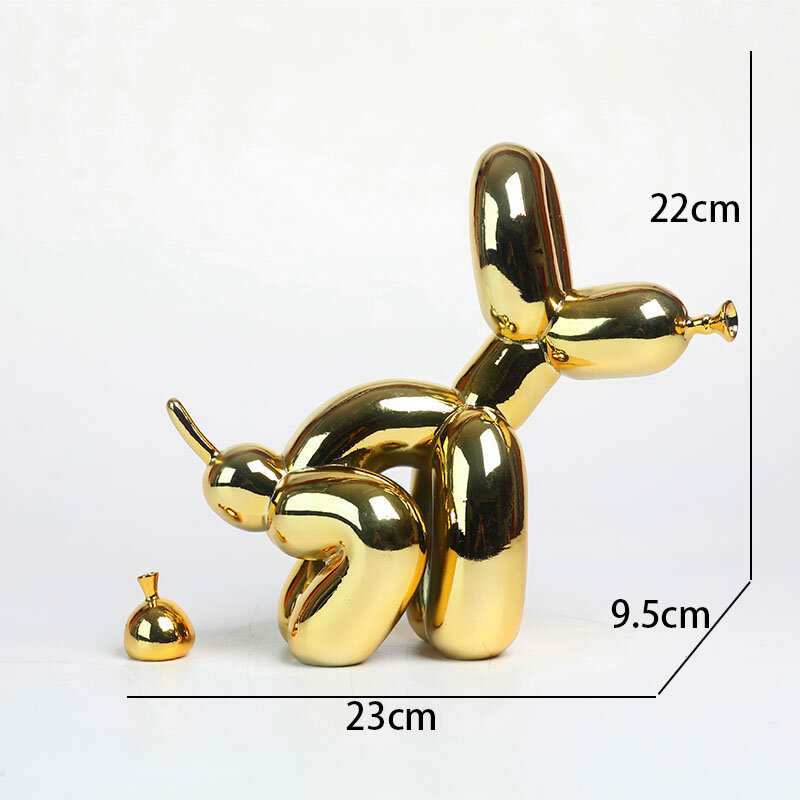 ยุโรปเรซิ่นรูปปั้นทอง Poop สุนัขบอลลูน Decor ห้องนั่งเล่นเครื่องประดับ Art โต๊ะ Figurines หน้าแรกตกแต่ง