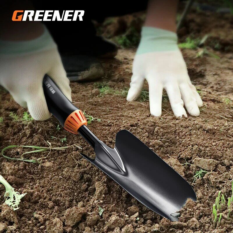 緑のガーデニングツール小さなショベルは土壌を掘る花のピンセットを掘る家庭用農業ガーデニングショベル