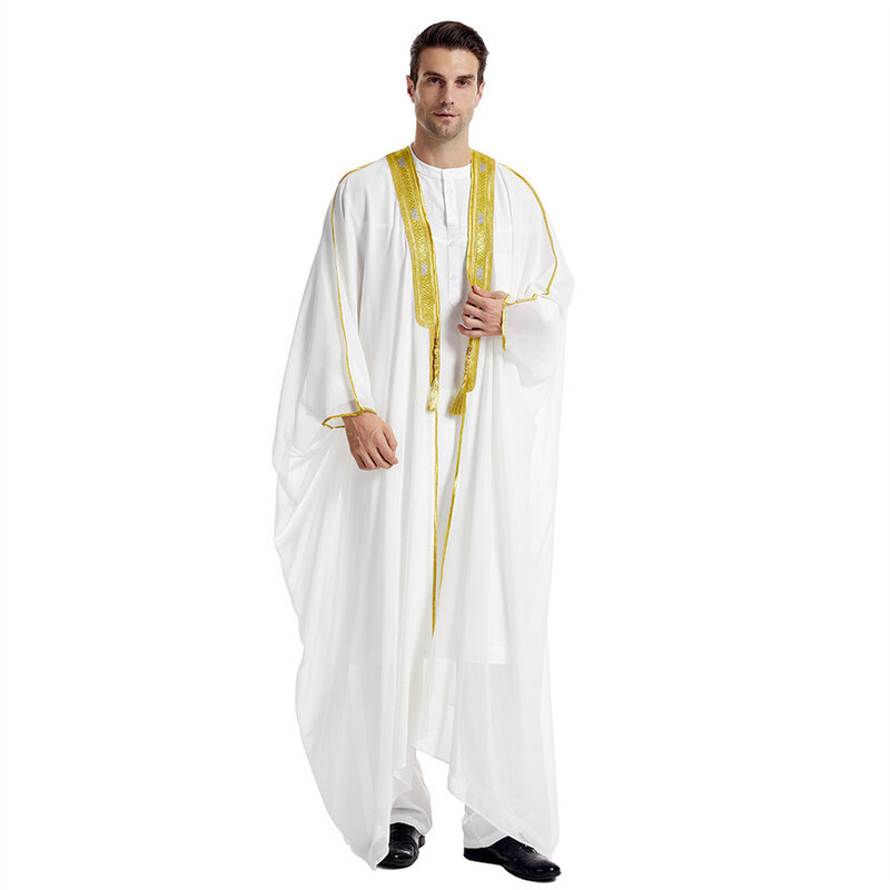 Timur Tengah jubah pria gaun Muslim Kimono Dishdasha pakaian Islami Dubai Saudi Abaya Kaftan Ramadan Jubba Thobe
