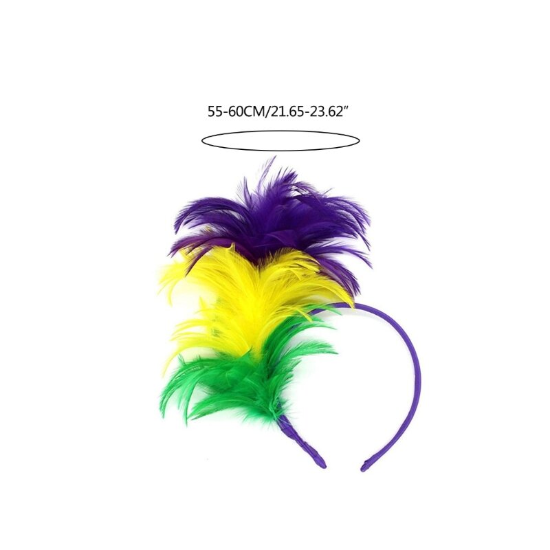 Y166 Mardi Gras Flapper Headband Feather Mardi Gras Parades Masquerade Mũ sắt
