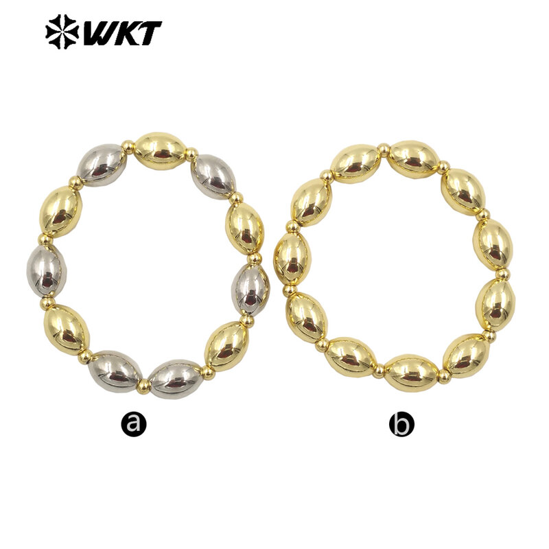 WT-JF348 WKT 2024 squisito braccialetto a catena in ottone giallo con perline rotonde gioielli regalo in argento da donna nuovo accessorio Hip-Hop