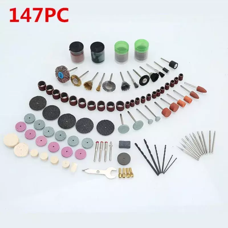 147Pcs Rotary Tool Accessories Kit 1/8-inch Shank Power Tool Accessory Set Easy Drilling Sawing Sanding Grinding Polishing