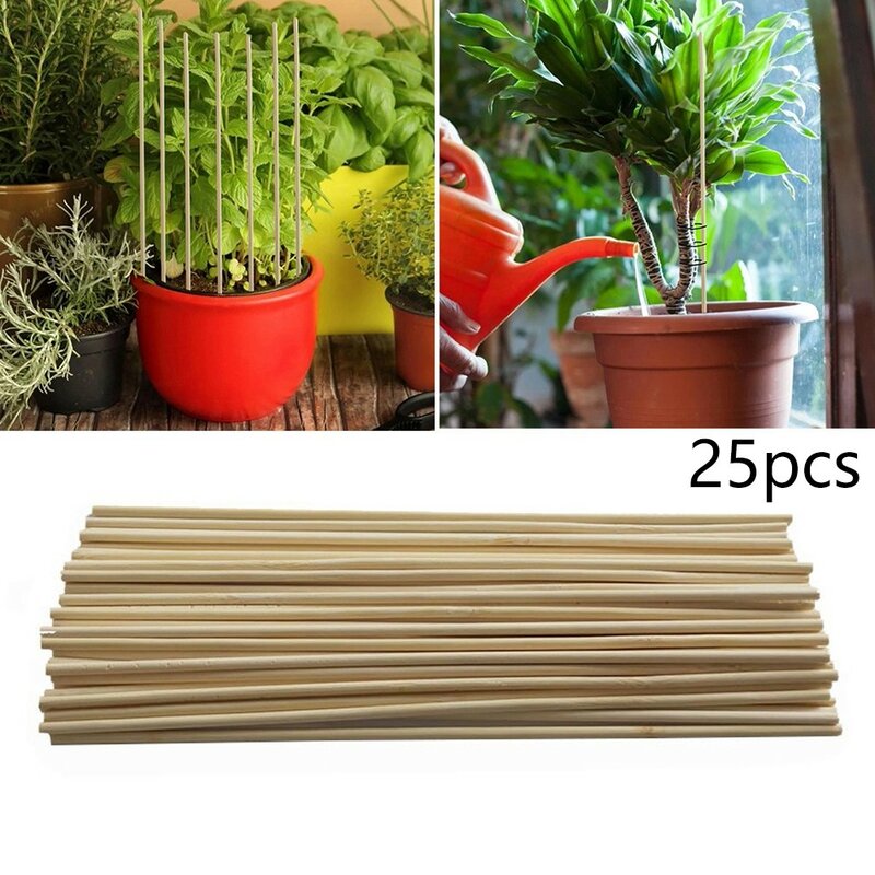 Kit de estacas de enrejados para plantas de jardín, de 25 piezas palos de bambú, soporte para tomates, guisantes, varilla de soporte para crecimiento de plantas