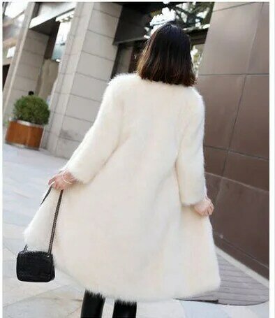 Abrigo de diseño de piel de zorro sintética para mujer, longitud media, nuevo estilo de invierno, 0116