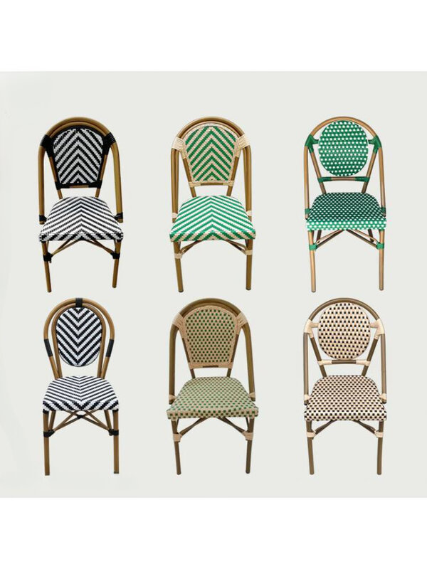 French Dining Chair Cafe Table Chair Nordic Rattan Chair Retro Back Stool Balcony Leisure Rattan Courtyard Outdoor