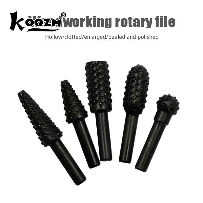 5Pcs/set Wood Carving Rasp Drill Bits Rotary Files Woodworking Burrs Grinding Tool Cutting Engraving Deburring Shaping Grooving