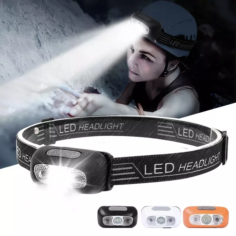 Mini LED Sensor Farol, Corpo Sensor de Movimento, Farol, 3 Modos, USB Recarregável, Tochas Luz, Ao ar livre, Impermeável, Camping Lights