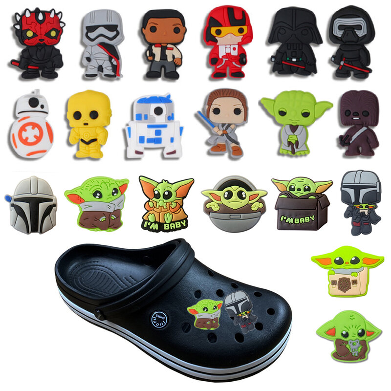 Disney-sandalias de dibujos animados de Star Wars Para Niños, accesorios para zuecos, alfileres decorativos, regalos para x-mas, Baby Yoda, Croc, PVC, 1 piezas