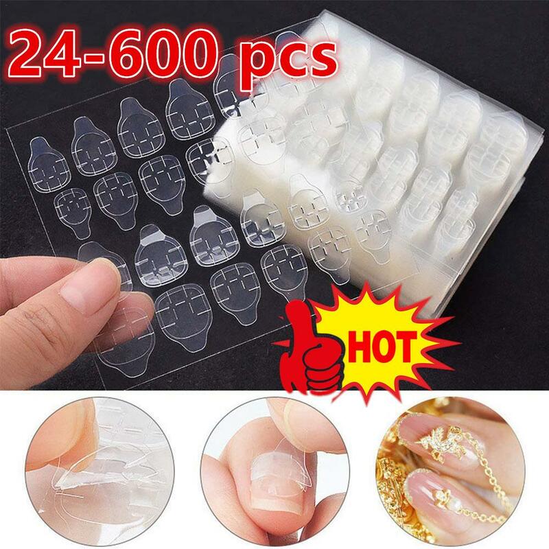 24-600 pezzi adesivo per unghie con colla a doppia faccia linguette adesive per unghie finte traspiranti impermeabili Jelly False Nails Tips