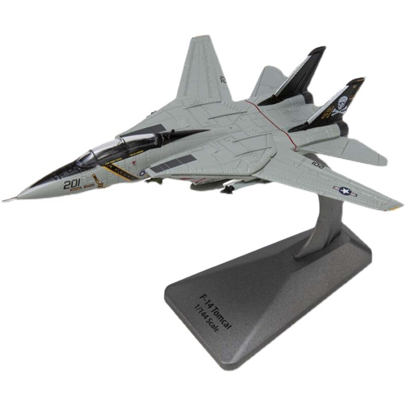 American F-14 Military Combat Fighter Aircraft, Diecast, Alloy and Plastic Model, 1:144 Scale, Toy Gift, Collection Simulation