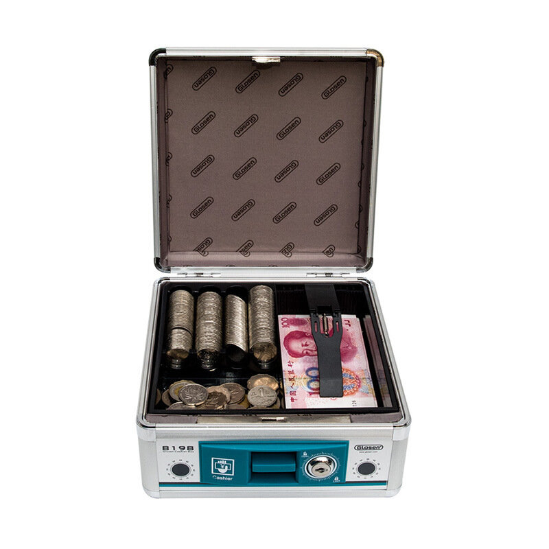 Suitcase Cash Register Portable Aluminum Alloy Cash Register Supermarket Safety Belt Lock Cash Register