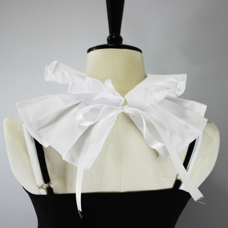 Bufanda Vintage renacentista algodón con volantes y cuello falso victoriano para mujer, accesorios para disfraz Halloween