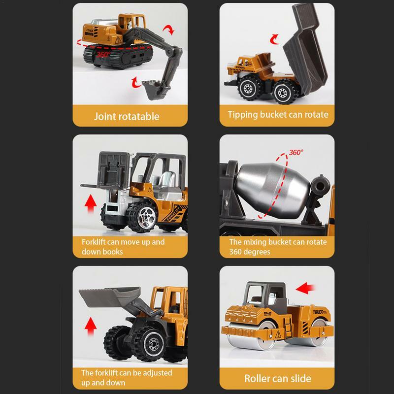 1pc Vehicle Engineering Models Cars Excavator Crane Bulldozer Roller Kids Car Toys For Boys Random Style