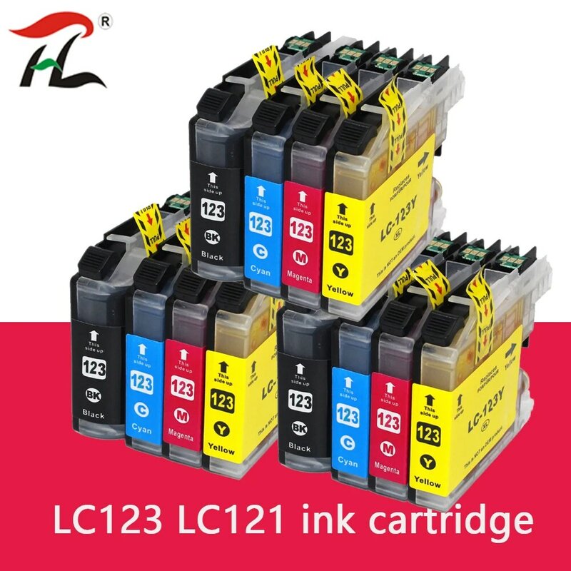 Cartucho de tinta para impresora de inyección de tinta, Compatible con LC123, 4 colores, Brother DCP J552DW DCP J752DW MFC J470DW MFC J650DW J172W