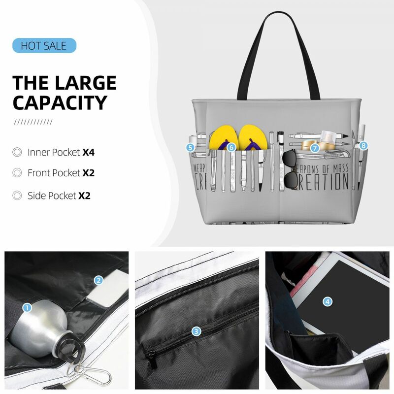 Weapons Of Mass Creation Beach Travel Bag, Tote Bag Retro Shopping Daily Birthday Gift Multi-Style Pattern