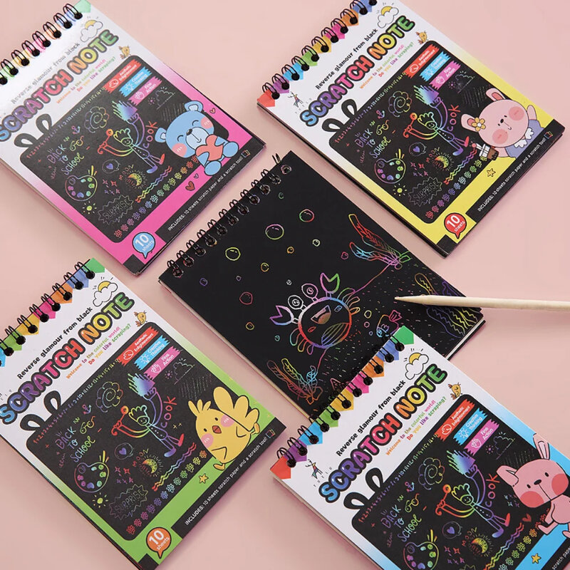 Regenbogen Magie Kratzer Papier Set für Kinder Kunst kratzen Malerei Spielzeug DIY Graffiti Buch Kinder Montessori Lernspiel zeug