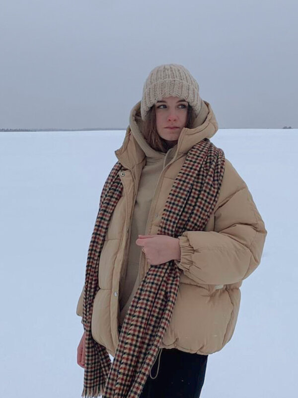 Куртка женская зимняя короткая с капюшоном, 2020, одежда оверсайз